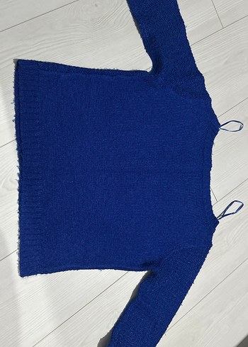 Kadın Koyu Mavi Kısa Triko Kazak - Görsel 2