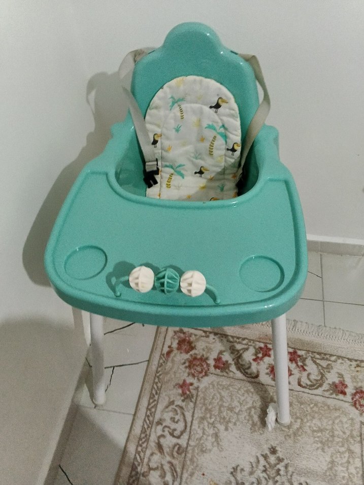 Turkuaz Pastel Bebek Mama Sandalyesi - Görsel 3