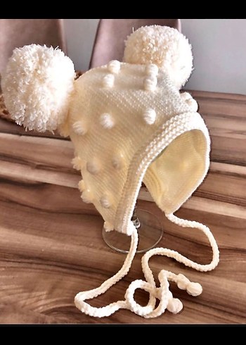 Beyaz Örgü Bebek Bere - Görsel 2