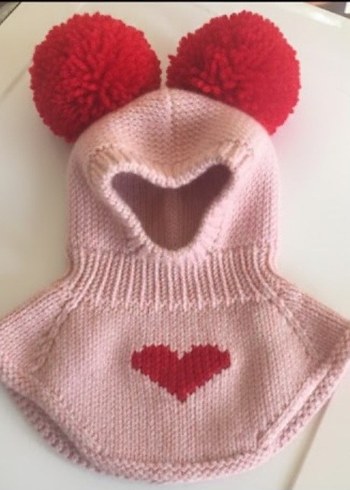 Pembe Nakışlı Örgü Bebek Bere - Görsel 2