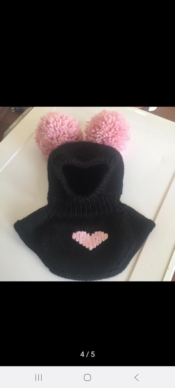 Pembe Ponponlu Siyah Örgü Bebek Bere - Görsel 2