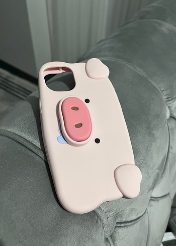 Silikon Pembe Domuz Figürlü Telefon Kılıfı