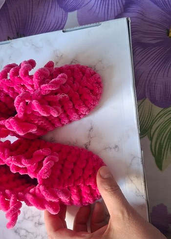 Kız Çocuk Renkli Örgü Sıcak panduf - Görsel 2