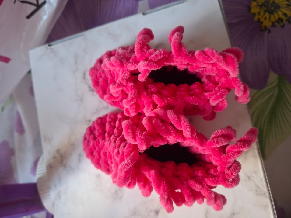 Kız Çocuk Renkli Örgü Sıcak panduf - Görsel 4