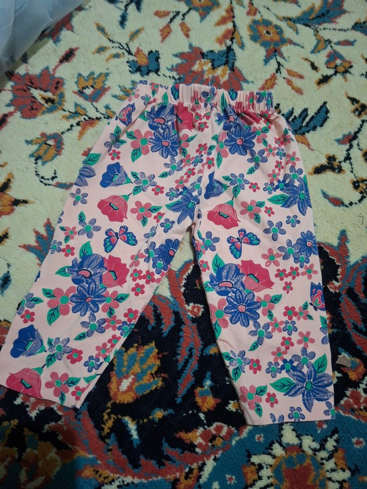 Kız Çocuk Renkli Çiçek Desenli Rahat Tayt - Görsel 3