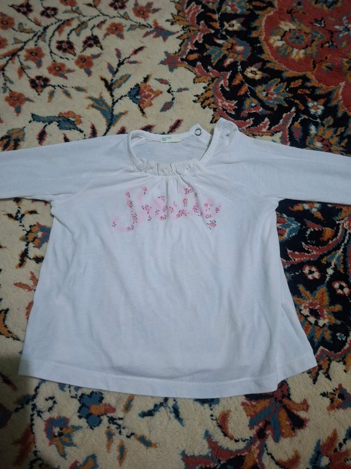 Beyaz Uzun Kollu Kız Tişörtü - Görsel 4