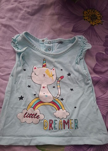 Mavi Kız Çocuk Fırfırlı Askısız Tişört - Görsel 3