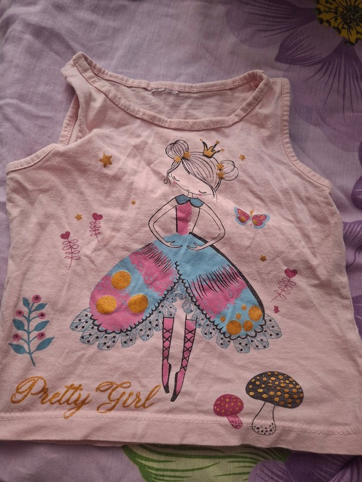 Kız Çocuk Pembe Dantel Detaylı Straplez Tişört - Görsel 2