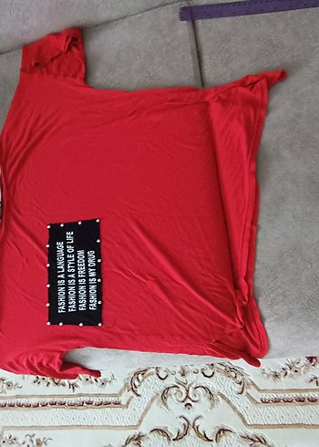 Kırmızı Baskılı Kısa Kollu Hamile Tişörtü