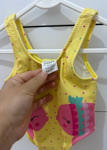 9-12 Ay Beden Sarı Puantiyeli Kız Çocuk Mayo