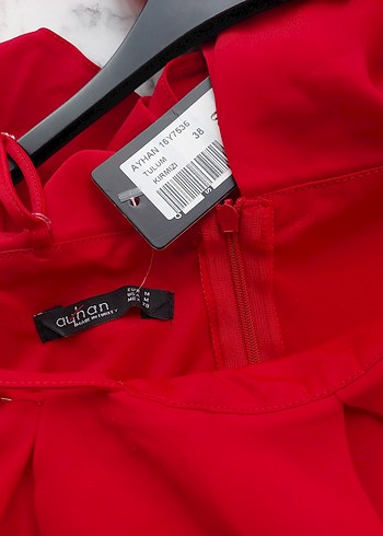 Kırmızı Fırfırlı Straplez Tulum - Görsel 8