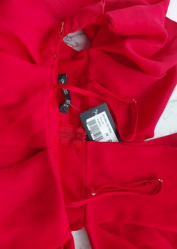 Kırmızı Fırfırlı Straplez Tulum - Görsel 6