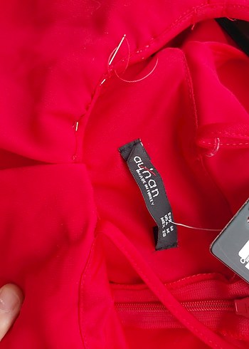 Kırmızı Fırfırlı Straplez Tulum - Görsel 7