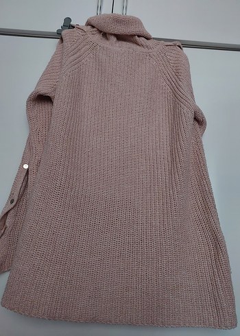 Pembe Boğazlı Örgü Kadın Kazak - Görsel 2