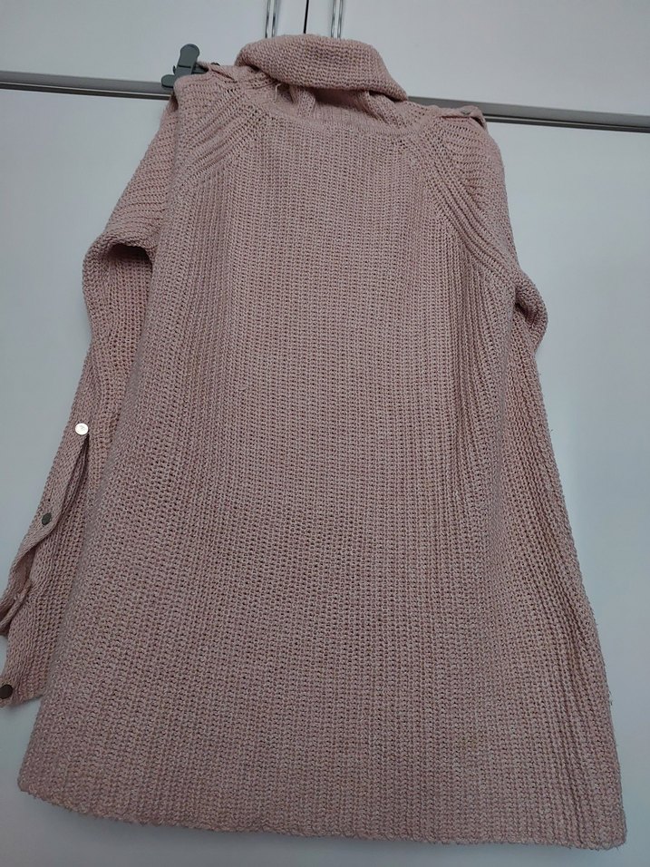 Pembe Boğazlı Örgü Kadın Kazak - Görsel 2