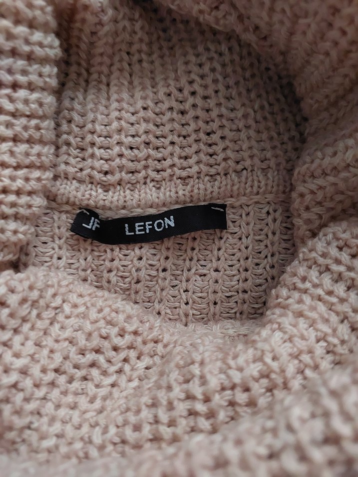 Pembe Boğazlı Örgü Kadın Kazak - Görsel 3