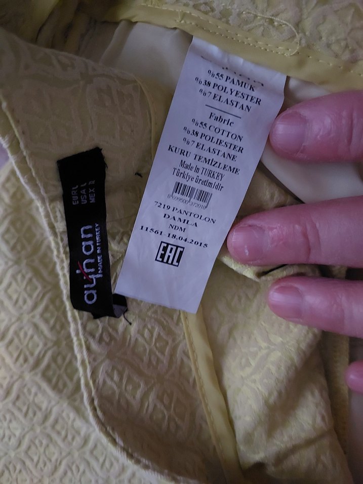 Sarı Midi Kadın Kumaş Pantolon - Görsel 3