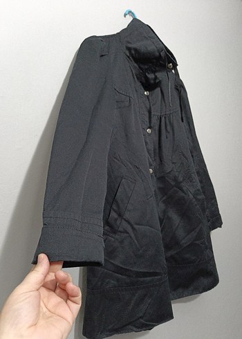 Düğmeli Siyah Midi Goth a kesim Mevlana Trençkot kaban - Görsel 2