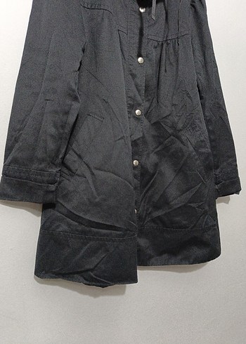 Düğmeli Siyah Midi Goth a kesim Mevlana Trençkot kaban - Görsel 4