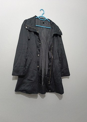 Düğmeli Siyah Midi Goth a kesim Mevlana Trençkot kaban - Görsel 5