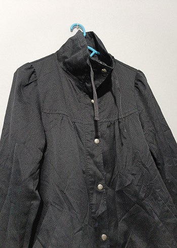 Düğmeli Siyah Midi Goth a kesim Mevlana Trençkot kaban - Görsel 3