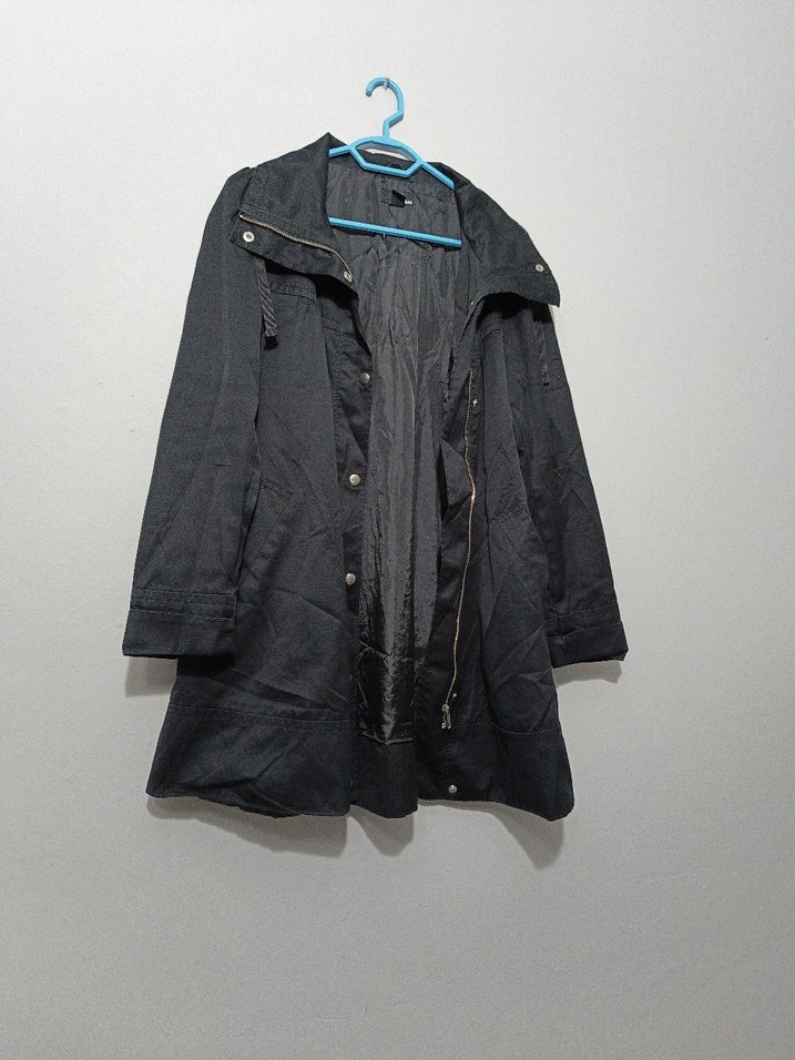 Düğmeli Siyah Midi Goth a kesim Mevlana Trençkot kaban - Görsel 5