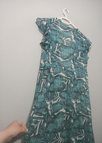 Uzun Turkuaz Bohem Fırfırlı pareo plaj elbisesi - Görsel 7