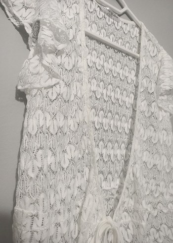 Nakışlı Beyaz Bohem Uzun Kadın Elbisesi plaj elbisesi pareo - Görsel 3