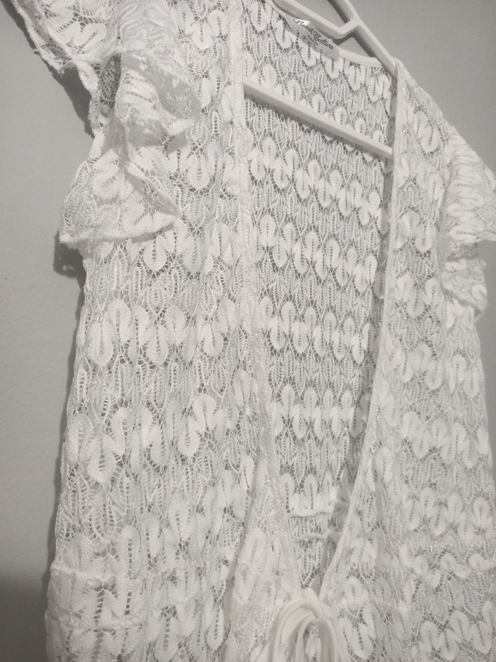 Nakışlı Beyaz Bohem Uzun Kadın Elbisesi plaj elbisesi pareo - Görsel 3