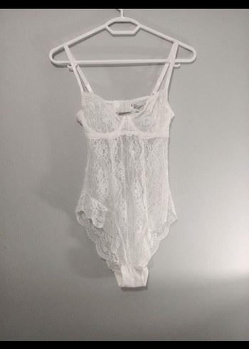 Beyaz Dantelli Midi Sütyen Body - Görsel 2