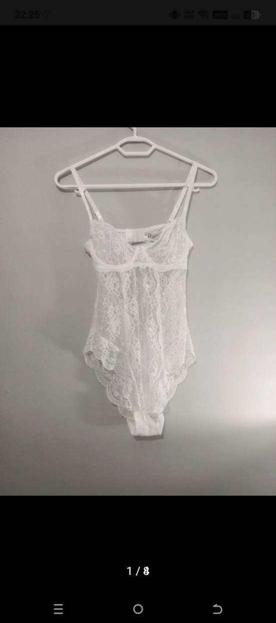 Beyaz Dantelli Midi Sütyen Body - Görsel 2