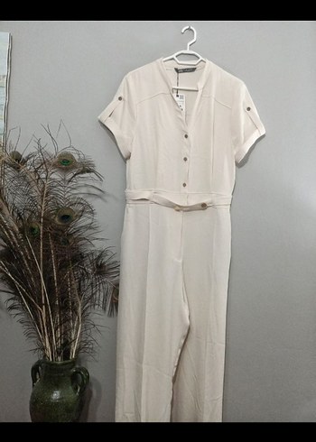 Bej Kadın Midi Süet Tulum - Görsel 2