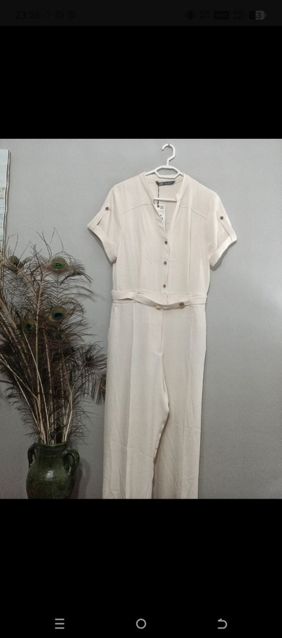 Bej Kadın Midi Süet Tulum - Görsel 2