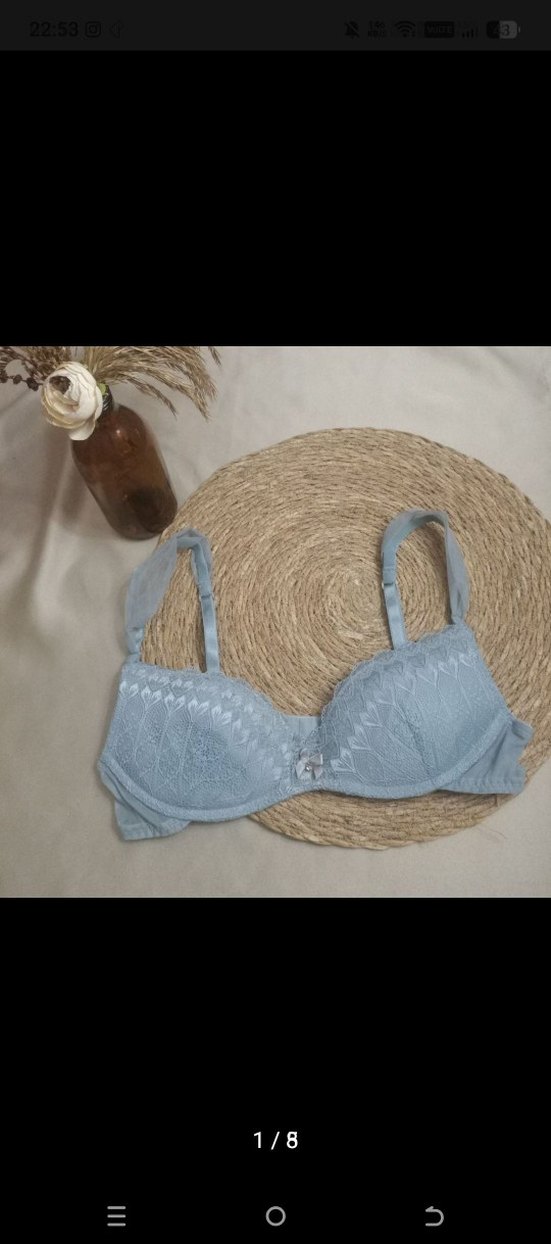 Dantel Detaylı Pastel Mavi Bohem Sütyen - Görsel 2