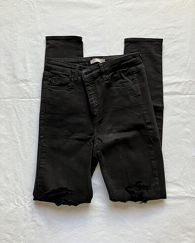 xs Beden siyah Renk Y2K skinny jeans yırtık OXXO