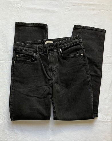 Y2K vintage siyah pantolon düz