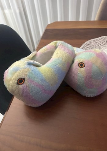 Kızlar için Renkli Bağlama Desenli Puff Terlik - Görsel 5