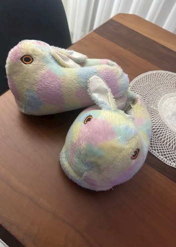 Kızlar için Renkli Bağlama Desenli Puff Terlik - Görsel 2