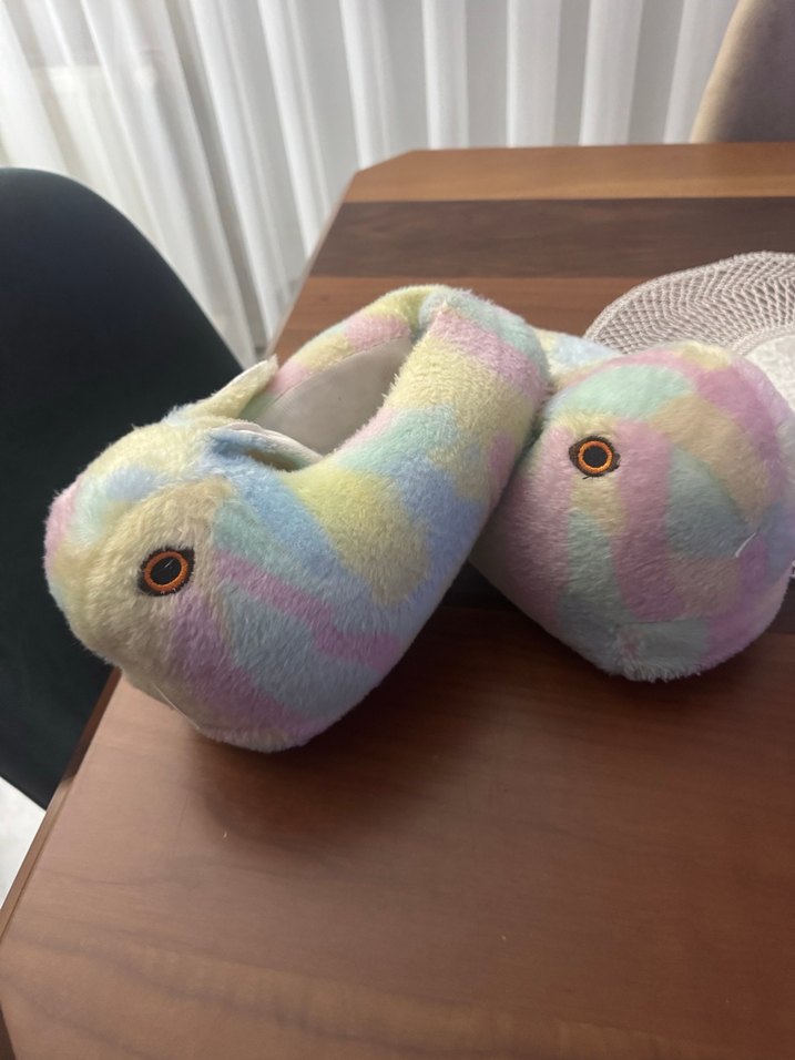 Kızlar için Renkli Bağlama Desenli Puff Terlik - Görsel 5