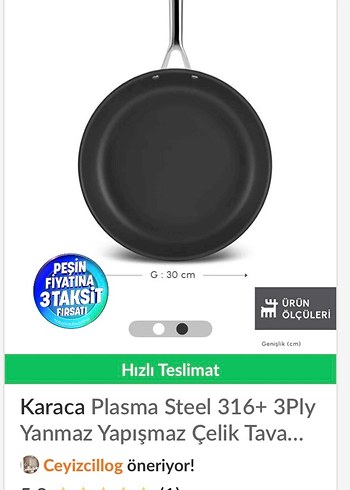 Karaca Plasma Steel 316+ 3 Katmanlı 30 cm büyük bou Çelik Tava - Görsel 2