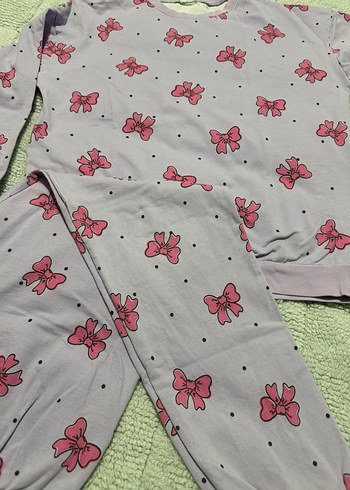 Kız Çocuk Gri Uzun Kollu Pijama Takımı - Görsel 3