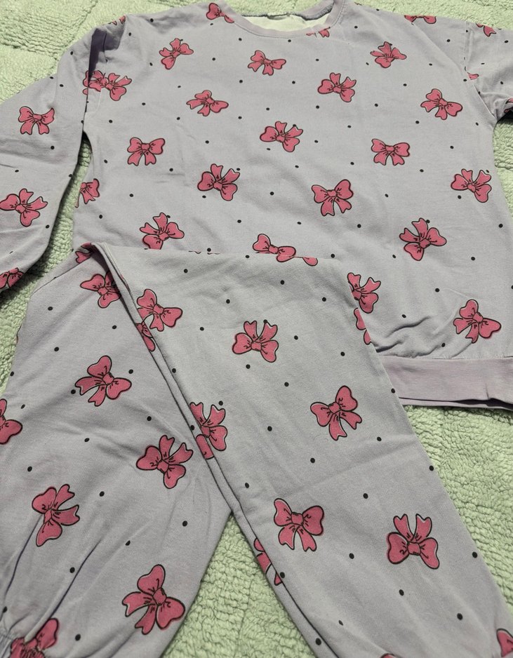 Kız Çocuk Gri Uzun Kollu Pijama Takımı - Görsel 5