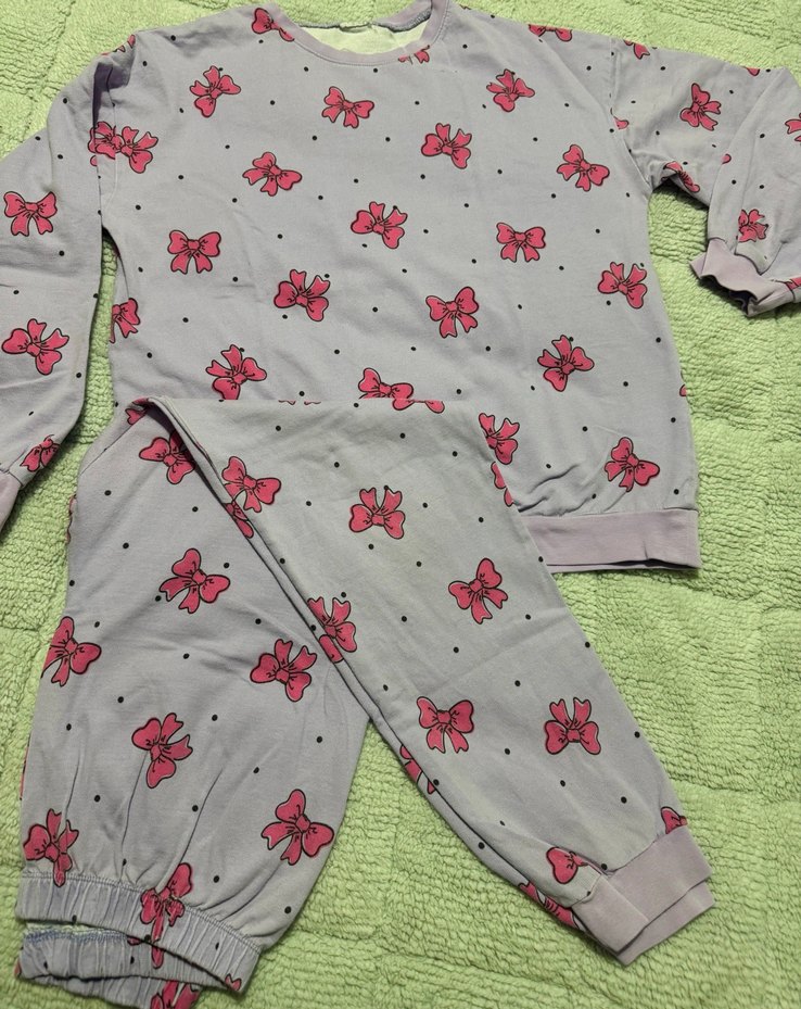 Kız Çocuk Gri Uzun Kollu Pijama Takımı - Görsel 4