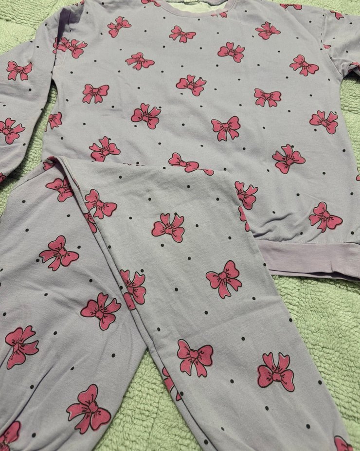 Kız Çocuk Gri Uzun Kollu Pijama Takımı - Görsel 3