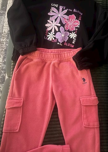 Kız Çocuk Pembe Baskılı Sweatshirt ve Eşofman Altı - Görsel 5