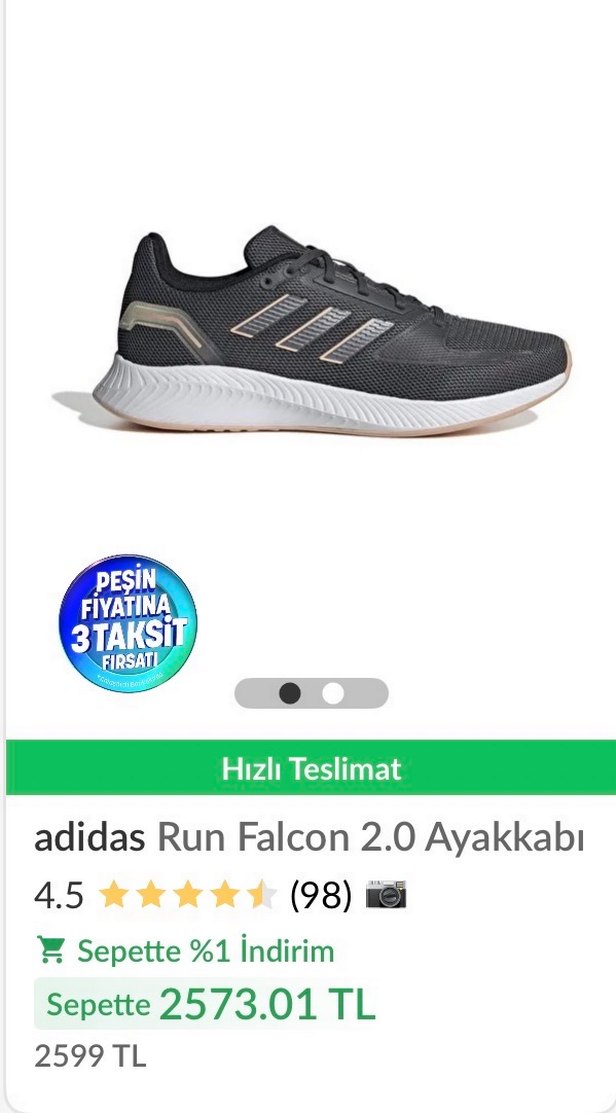 adidas Run Falcon 2.0 Gri Kadın Spor Ayakkabı - Görsel 3