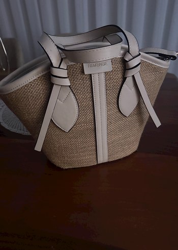 Rimense Kadın Krem Hasır Deri Omuz Çantası - Görsel 7