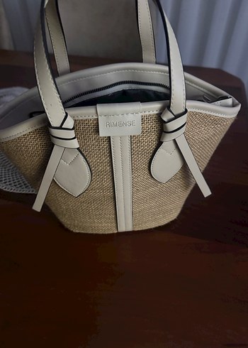 Rimense Kadın Krem Hasır Deri Omuz Çantası - Görsel 6