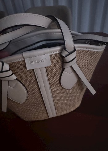 Rimense Kadın Krem Hasır Deri Omuz Çantası - Görsel 5