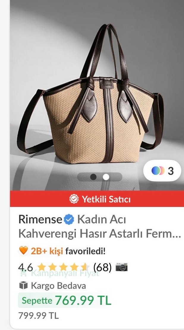 Rimense Kadın Krem Hasır Deri Omuz Çantası - Görsel 2